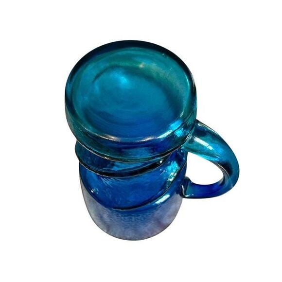 Abstract Shaped Blue Ombre Glass Pouring Pitcher - Picture 5 of 5